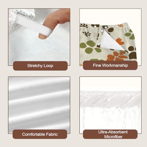 Dog Paw Prints Bones Microfiber Bathrobe and Hair Towel Wrap Set for Women Quick Dry Shower Towels Wrap Absorbent Soft Bath Robe and Hair Drying Cap for Spa After Shower