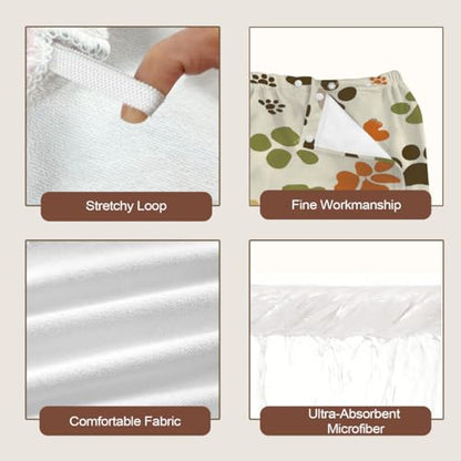 Dog Paw Prints Bones Microfiber Bathrobe and Hair Towel Wrap Set for Women Quick Dry Shower Towels Wrap Absorbent Soft Bath Robe and Hair Drying Cap for Spa After Shower