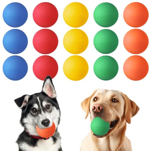 Hiboom 15 Pack Natural Rubber Tennis Balls for Dogs Catching Pet Dog Balls for Fetch Training 2.4 Inch Interactive High Bounce and Floatable pet Toy for Park Beach Gift(Colorful) - color: Colorful