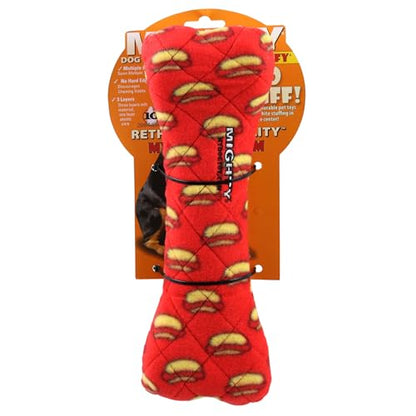 MIGHTY- No Stuff Bone-Red– Squeaky Plastic Core. 2-in-1 Toy. Made Durable & Floats, Strong & Tough. Interactive Play Dog Toy (Tug, Toss & Fetch) - color: Red