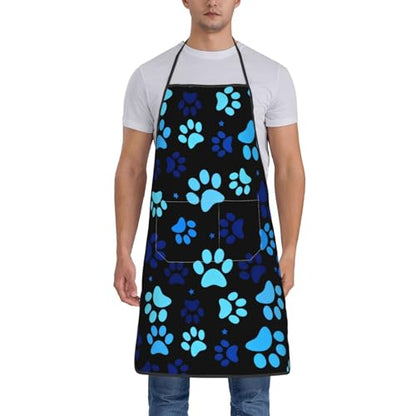 Dog Grooming Waterproof Apron with 2 Pockets, Cute Animals Puppy Dog Pets Apron - color: Blue