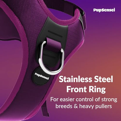 No Pull Dog Harness - Durable Polyester Puppy Harness with Front Anti-Pull Loop, Reflective Strips, and Quick-Release Clips for Small, Medium, and Large Dogs (Berry Purple, Small) - color: Berry Purple, size: Small