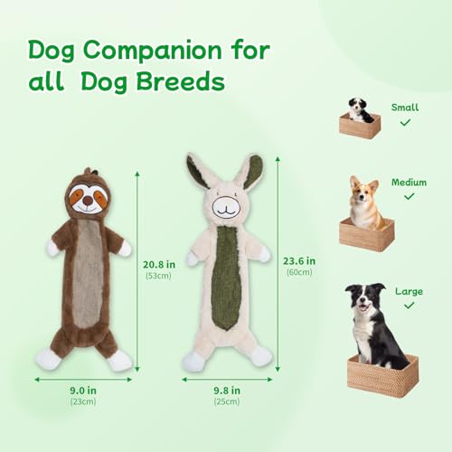 2 Pack Crinkle Squeaky Dog Toys for Aggressive Chewers, Less Stuffed Dog Toy to Keep Them Busy, Plush Interactive Pet Toys for Dogs, Tough Chew Toys for Small Medium Large Dogs