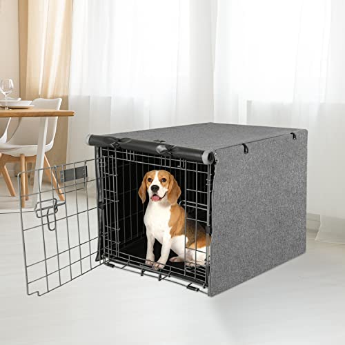 X-ZONE PET Double Door Dog Crate Cover - Polyester Pet Kennel Cover Fits 36 inches Wire CrateInch, Grey - color: Grey, size: 36.6"L x 23.0"W x 24.8"H
