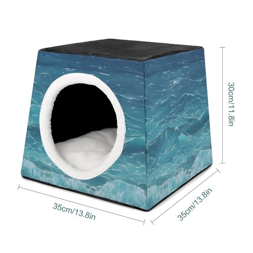 Collapsible Soft Dog Crate Pet Kennel Houses The Deep Ocean Printed Lightweight Travel Crate Kennel Indoor & Outdoor, 13.8"x13.8"x11.8"