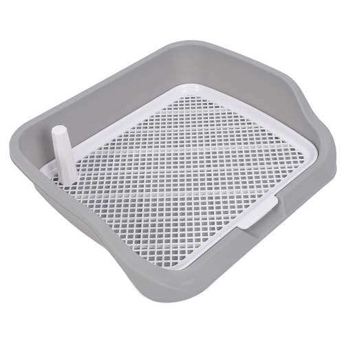 SUNGOOYUE Dog Potty Tray Portable PP Puppy Training Toilet 21.3 X 17.7 X 5.1 in Detachable Washable with Wall Mesh Design for Small Dogs Indoor Use (Gray)