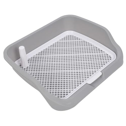 SUNGOOYUE Dog Potty Tray Portable PP Puppy Training Toilet 21.3 X 17.7 X 5.1 in Detachable Washable with Wall Mesh Design for Small Dogs Indoor Use (Gray)