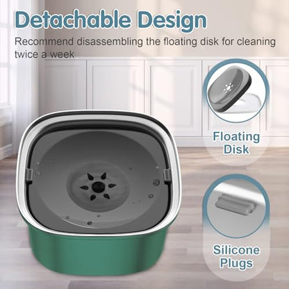 UPSKY 3L Dog Water Bowl 101oz Stainless Steel No Spill Large Capacity Dog Food Water Bowl Slow Water Feeder, Spill Proof Pet Water Dispenser Vehicle Carried Travel Water Bowls - color: K-Dark Green
