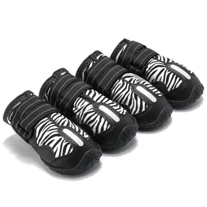 Waterproof Dog Boots, BESUNTEK Non-Slip Durable Dog Shoes, Adjustable Paw Protection with Adjustable Straps and Reflective Strip for Small Medium Large Dogs, Winter, Snow and Outdoor (White, #6)