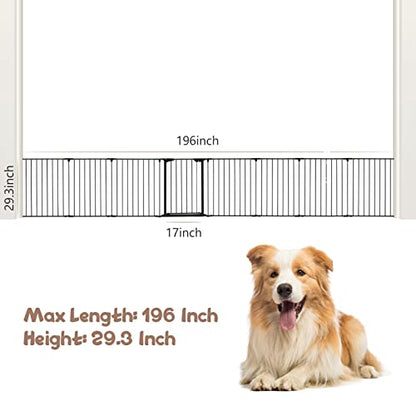 196" Extra Wide Baby Gate Metal Safety Playpen - Fireplace Fence for Toddler/Pet/Dog, Max Length 196", 8-Panel (30" H, Black) - size: 196" Wide, 8-Panel (30" H)