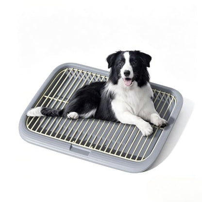 Dog Potty Tray Indoor Pet Pee Pad Holder for Small & Medium Dogs, Puppy Training Pad Holder, Pet Toilet Litter Box, Dog Bathroom Tray, Housebreaking Potty Supplies 17.72''LX12.99''WX1.97''H(Grey) - color: Grey