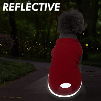 cyeollo 2 Pack Dog Fleece Sweater Stretchy Sweatshirt with Reflective Stripe Pullover Soft Jacket Pet Clothes Dog Sweaters for Small Dogs, Red & Grey M - color: 3# Red & Grey, size: Medium
