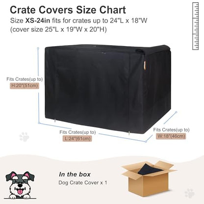 HiCaptain Breathable Dog Crate Cover 24 Inch, Durable Heavy Duty Kennel Cover, Dual Zippered Panels, Windproof Waterproof UV-Resistant(Black) - color: Black, size: 24.0"L x 18.0"W x 20.0"H