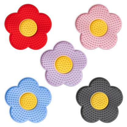 Cats Lick Pad with Suctions Cup Slow Feeders Licking Mat Flower Shape Silicone Pad with Suctions Cup Dog Licking Mat Silicone - size: B