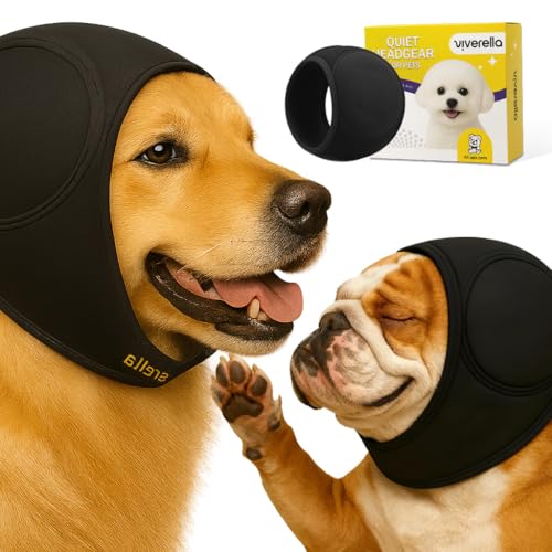 Dog Ear wrap Calming Hoodie Ear Wraps, Comfortable Quiet Ears Cover Muffs Plug Waterproof & Adjustable Dog Head Wrap Bonnet for Noise Protection Firework Grooming Bathing Anxiety Thunderstorms - size: Medium