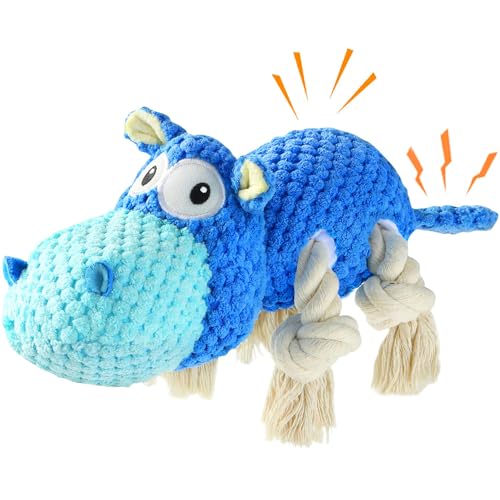 TOOPTATE Dog Toys for Aggressive Chewers - Dog Toys to Keep Them Busy Squeaky Dog Toys for Large Dogs (Blue, Medium) - color: Blue, size: Medium