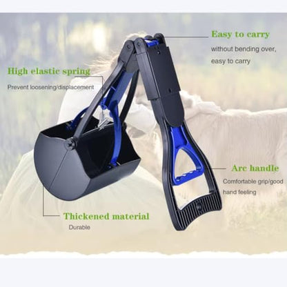 28" Pooper Scooper Foldable Green Dog Pooper Scooper Dog Poop Scoop with Unbreakable Material and Durable Spring Easy to Use for Grass, Dirt, Gravel - color: Green