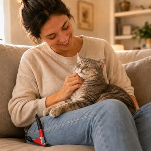 Resco Cat Nail Clippers, Guillotine Cat Claw Trimmer with Comfort Grips, Deluxe Red - style: Deluxe