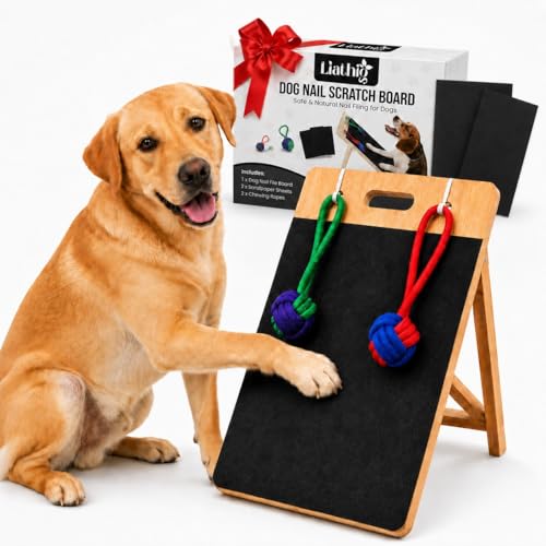 Dog Scratch Board for Nails – Bamboo Dog Nail File Board with Replaceable Sandpaper, Rope Toys, Stress-Free Natural Dog Nail Care Alternative for Anxious, Rescue & Clipper-Shy Dogs