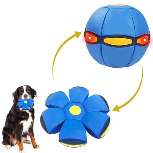 UFO Magic Balls, Portable Pet Toy Flying Saucer Ball, Creative Doggy Disc Ball Stomp, Decompression Flying Flat Throw Dog Balls Toy for Childrens Kids Sports, Outdoor Games(Blue) - color: blue