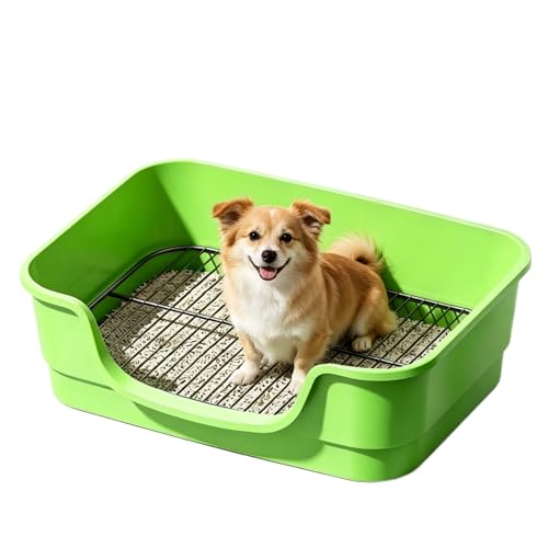 Dog Potty Tray with Removable Mesh, Pee Pad Holder for Indoor & Apartment Use, Non-Slip Dog Toilet, Keep Paws Dry, Easy Clean Potty Training Box for Small to Medium Dogs 18.7''LX13.78''W (Green) - color: Green