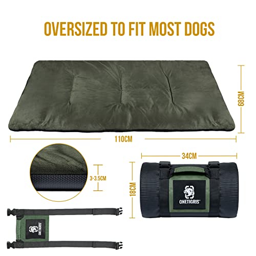 ONETIGRIS Travel Dog Bed - Portable, Washable, Waterproof Anti-Slip Dog Camping Bed, 3.6ft by 2.2ft Outdoor Indoor Bed Mat Cushioned Plush Warm Puppy Mattresses - color: Thickened Version - Green