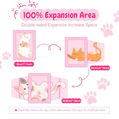 Double Expandable Cat Carrier,Airline Approved Soft-Sided Pet Travel Carrier for Small Dogs Cats under 15 lbs,Waterproof 600D Oxford Fabric with Washable Replacement Liner,Odor-Free & Claw-Proof(Pink) - color: Pink