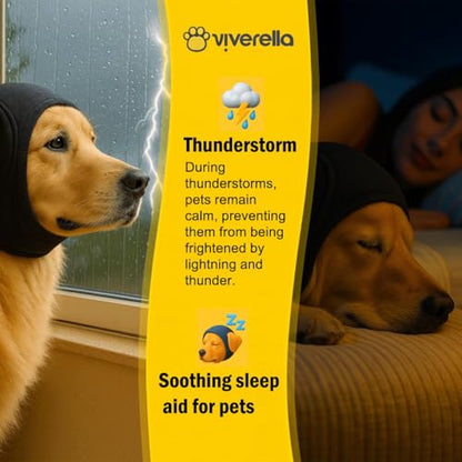 Dog Ear wrap Calming Hoodie Ear Wraps, Comfortable Quiet Ears Cover Muffs Plug Waterproof & Adjustable Dog Head Wrap Bonnet for Noise Protection Firework Grooming Bathing Anxiety Thunderstorms - size: Medium