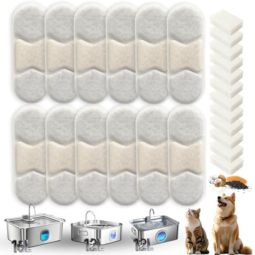 12-Pack Dog Water Fountain Filters Compatible with Zuqqony DYSJ01 12L Water Fountain,Pet Water Replacement Filters fit for MAILOFY WF160 16L & WF120 12L FIYOVA Pet Water Dispenser with Visible Window