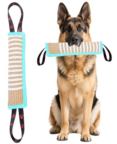 Clysoru Dog Tug Toy Tough Jute Bite Pillow Lasting Training Equipment Puppy to Large Dogs Interactive for Large and Small (Mint Green) - color: mint green