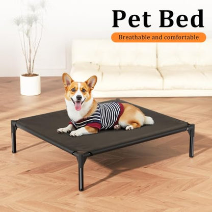 Elevated Dog Cot Bed,Cooling Raised Pet Bed with Washable Breathable Mesh Sturdy Metal Frame,Portable Raised Dog Bed with Anti-Slip Feet for Indoor Outdoor Backyard Use (29" X 19" X 7") - size: 29" X 19" X 7"