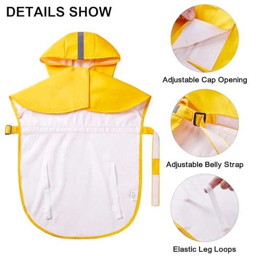 Dog Raincoat with Cute Print - Waterproof, Reflective, Adjustable for Small, Medium & Large Dogs (Yellow, Small) - color: Yellow (I Love My Dad), size: Small