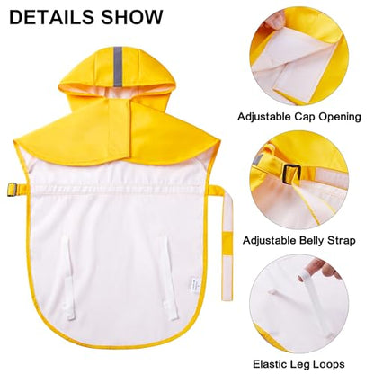 Cute Print Dog Raincoat - Waterproof Rain Jacket with Reflective Strips, Leash Hole, Adjustable for Small to Large Dogs (Yellow, Large) - color: Yellow (Mom), size: Large
