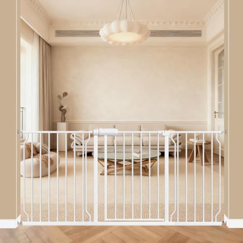 ALLAIBB Baby Gate Pressure Mounted Extra Wide Walk Through Child Kids Safety Toddler Tension White Long Large Pet Dog Gates with Extension for doorways Kitchen and Living Room (62.20-66.93"/158-170cm) - color: White, size: 62.20-66.93"/158-170cm