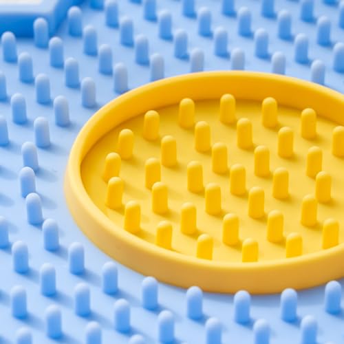 Cats & Dogs Lick Pad with Suctions Cup Slow Feeders Licking Mat Flower Shape Silicone - size: Blue