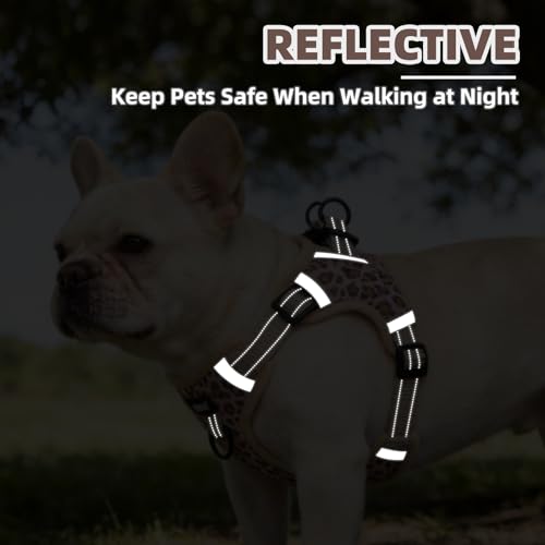 PUPTECK Dog Harness Small Sized Dog, Step in Adjustable Reflective Dog Vest Harness Escape Proof, No Pull Soft Padded Harness Easy Control, Brown Leopard, M - color: Brown(Leopard), size: M (CHEST: 14.5"-20")