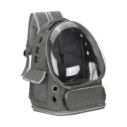 Pet Backpack Carrier, Portable and Ventilated, Oxford Cloth, Dog Cat Travel Bag with Transparent Cover 13.39", (Gray, 1 Pcs), Intended for Hiking/Camping/Traveling - color: Gray