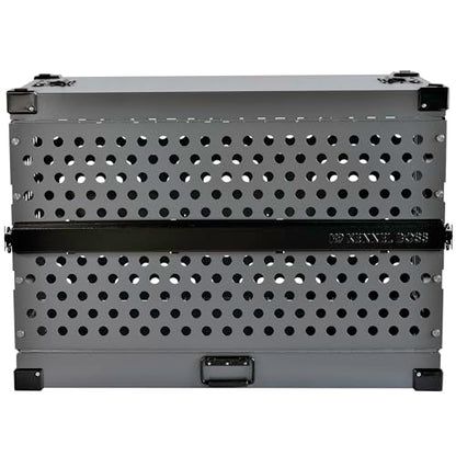 K9 Kennel Boss Aluminum Collapsible Dog Crate, Heavy Duty Folding Kennel - Medium-Long (Gray) - color: Gray, size: 40.6"L x 25.2"W x 28.9"H