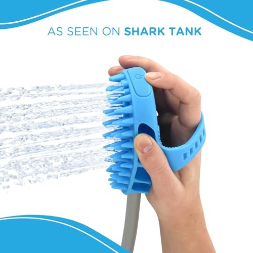 Aquapaw Dog Bath Brush Pro & Dog Shower Attachment - Large Silicone Rubber - Sprayer & Scrubber in One with 8ft Hose Attachment & Shower Wand for Bathing - Pet Bath Supplies - size: Large