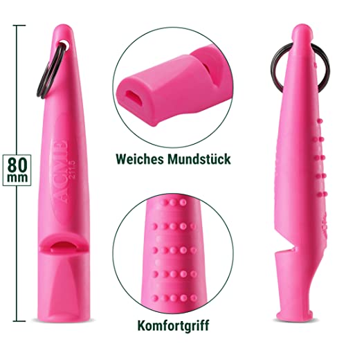 ACME Alpha 211.5 Professional Dog Training Whistle with Enhanced Ergonomic Grip. BPA-Free Plastic. 110 dBA. Long Range. Standardized Frequency. Weatherproof. Made in the UK (Day Glow Pink) - color: Day Glow Pink