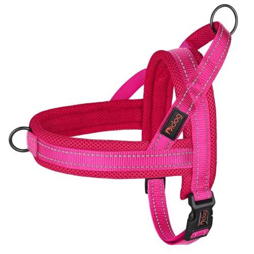 Didog No Pull Dog Harness with Breathable Mesh Padded,Reflective & Quick Fit Light Weight Dog Strap Vest Harness,Easy for Walking Training (L:Chest 26-32", Mesh-Hot Pink) - color: Hot Pink, size: L: Chest 26-32", Fit 50-80 lbs
