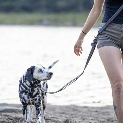 Hands Free Dog Leash - Waist or Shoulder Leash for Walking and Hiking with Medium and Large Dogs, Adjustable 4 to 6 FT Outdoor Bungee Lead with Traffic Handle by Nuvuq (18-120 lbs, Black) - color: Black Pepper
