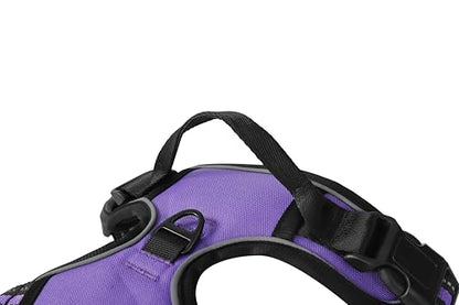 Purple No-Pull Dog Harness with 2 Leash Clips，Soft Padded Vest for Large Dog, Adjustable Reflective Dog Vest Easy to Put on and Take Off, (Neck: 17"~24", Chest: 24"~32",Purple L) - color: Purple, size: Large