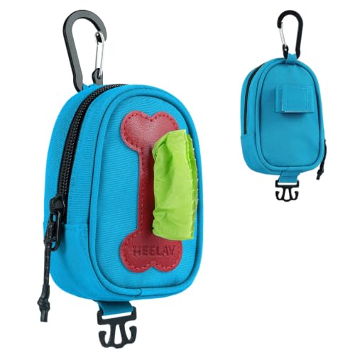 Dog Poop Bag Holder for Various Leashes,Hands Free Dogs Bag Holder with Hook loop/Carabiner Clip,Dogs Poop Bags Rolls Holder-Large Capacity,Dog Walking,Blue - color: Blue