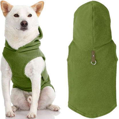 Gooby - Fleece Vest Hoodie, Small Dog Pull Over Hooded Fleece Jacket with Leash Ring, Green, Small - color: Green, size: Small (Around 6-lb)