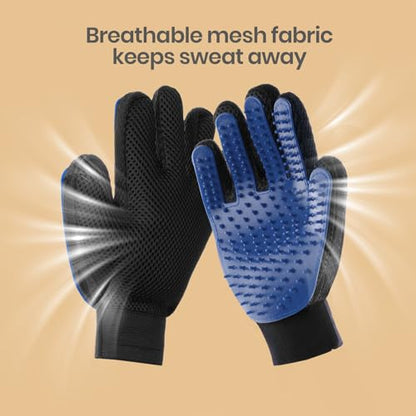 Pet Hair Remover Glove - Gentle Pet Grooming Glove Brush - Deshedding Glove - Massage Mitt with Enhanced Five Finger Design - Perfect for Dogs & Cats with Long & Short Fur - 1 Pack (Right-hand), Blue - color: Blue