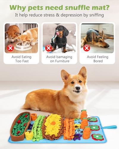 KeeKit Pet Snuffle Mat, 32"x20" Slow Feeding Mat for Dogs, Interactive Puzzle Toy for Training, Stress Relief & Mental Stimulation - Encourages Natural Foraging, Reduces Fast Eating