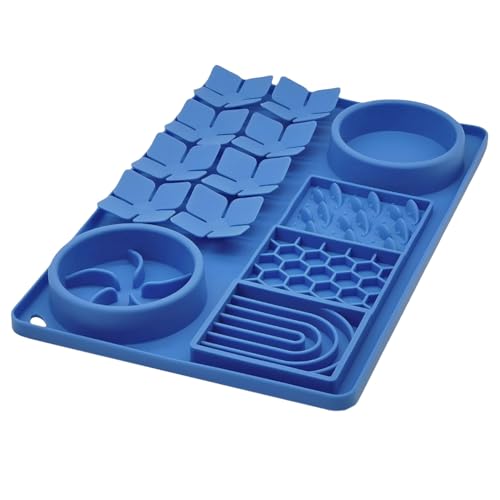 Slow Feeder Bowl, Silicone Lick Mat with Suction Cups for Dog Cat, Snuffle Mat for Pet Smell Training, Puzzle Toys for Bored Puppy, Interactive Sniff Mat for Slow Eating and Keep Busy, Blue - color: Blue