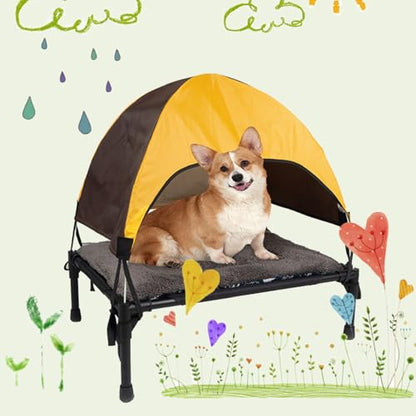 Estink Elevated Dog Camping Tent with Canopy Portable Raised Dog Cot Breathable Mesh Fabric Quick Fold Outdoor Pet Bed for Camping Beach Lawn Medium to Large Dogs