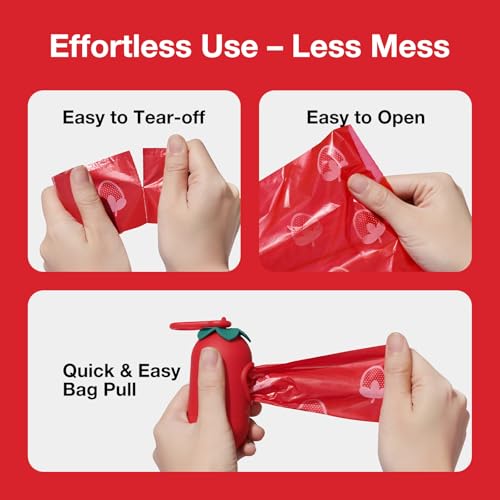 VETRESKA Strawberry Scented Dog Poop Bags, Leak Proof, Extra Thick and Large Pet Waste Bags for Dogs Walking and Cat Litter, 36 Refill Rolls, 540 Bags, Red - size: 1 Count (Pack of 540), style: Strawberry